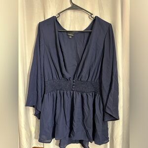 Torrid Navy Blue Semi-Sheer Blouse